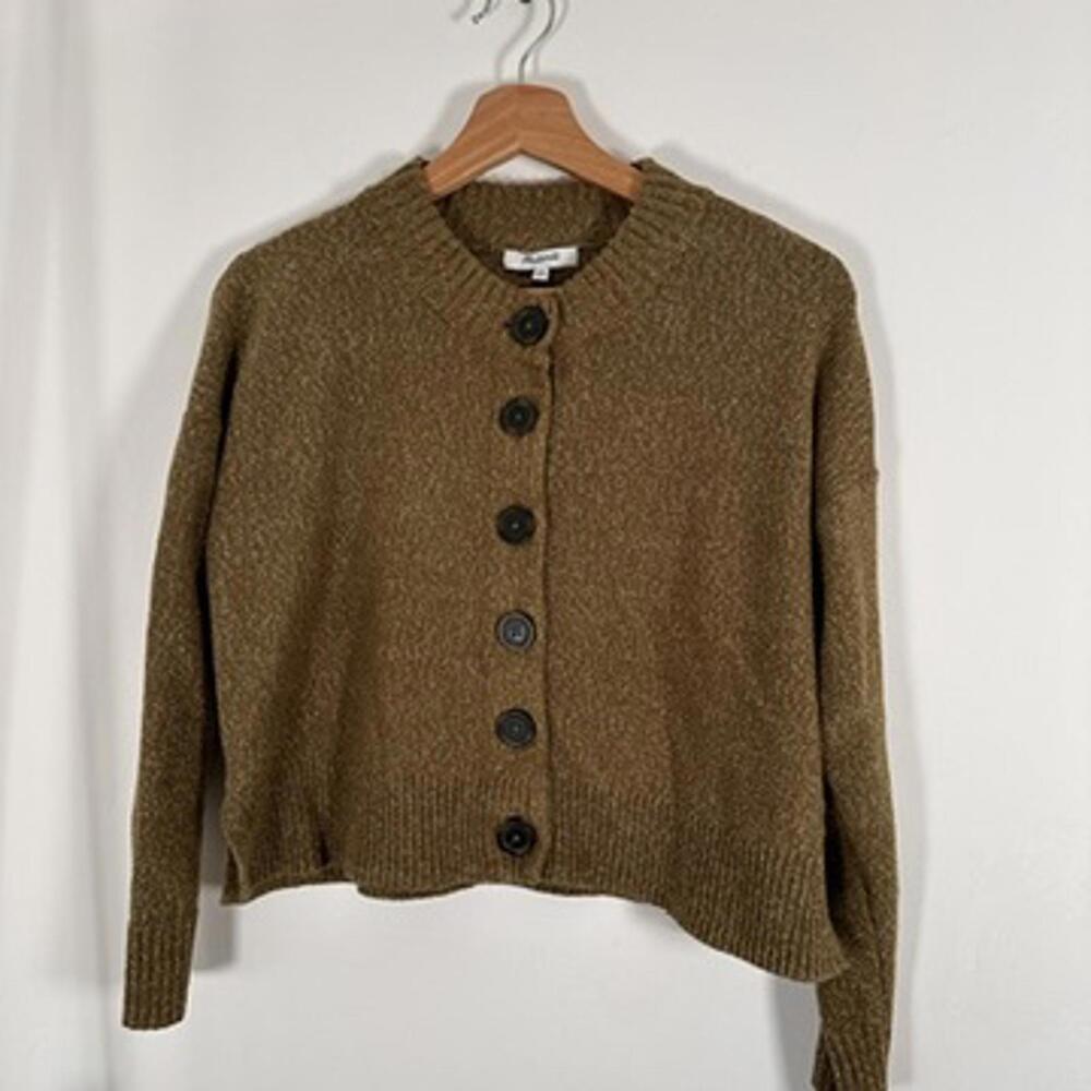 Madewell Broadway Cardigan Sweater XXS Brown Cropped Button Front Knit - Picture 2 of 7
